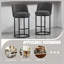 Ensemble de 2 tabourets de bar à hauteur de comptoir, tabourets de bar moderne avec dossier, tabourets de bar rembourrés en lin pour îlot de cuisine-873741083