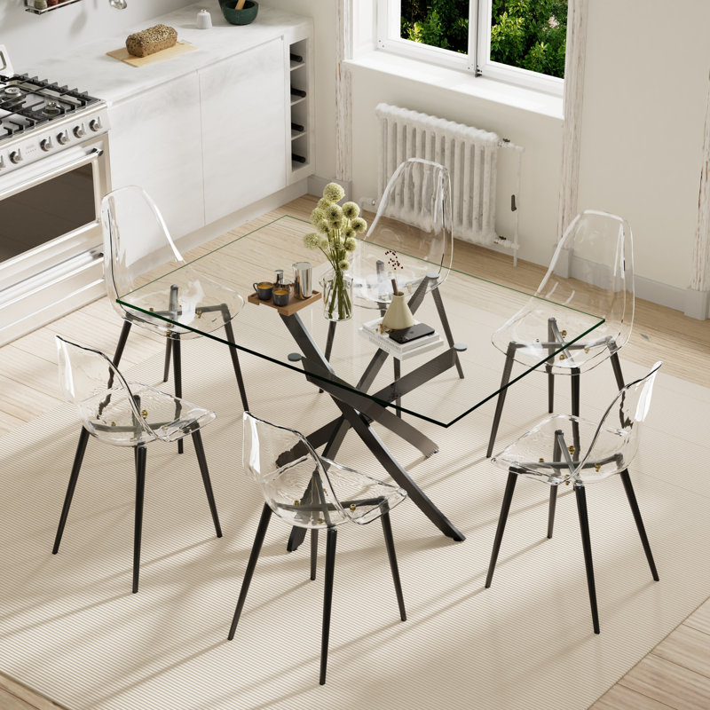 Ensemble de salle à manger Maesa, 7, H 29,5 po x l 51 po x P 31,5 po, Noir, noir, noir, noir