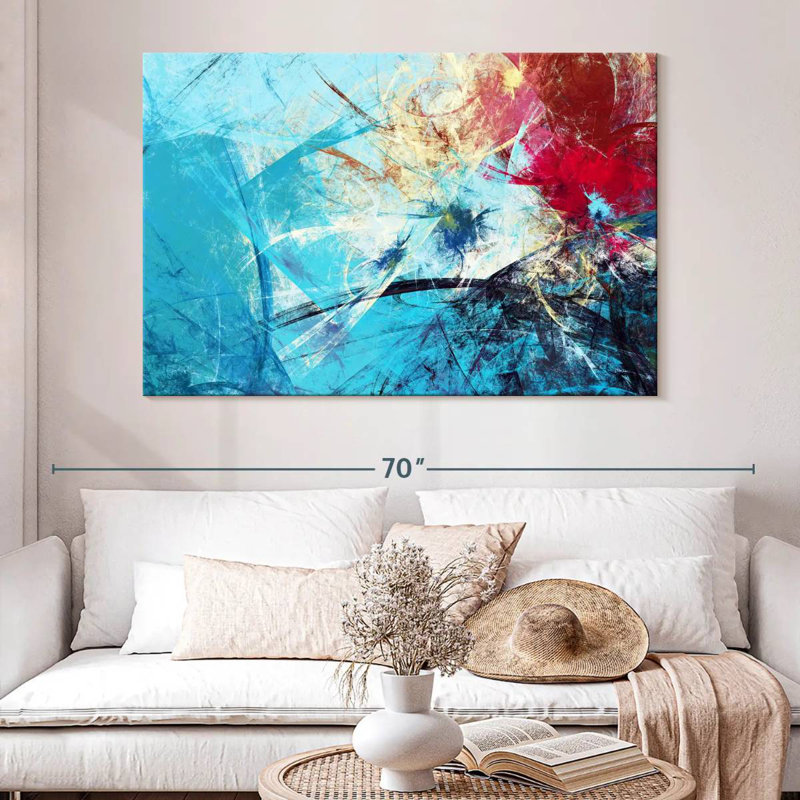 Avery Red And Blue Abstract, 34" H x 51" W