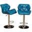 2 tabourets hydrauliques bleus - siège en cuir de polyuréthane avec hauteur réglable et repose-pieds pour la stabilité des tabourets de bar contemporains, de 2 losanges - Reposez-vous un moment de détente