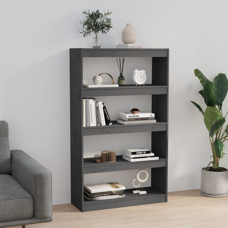 Jamarqus 135.5cm H Solid Wood Standard Bookcase, Grey, 135.5cm H x 80cm W x 30cm D
