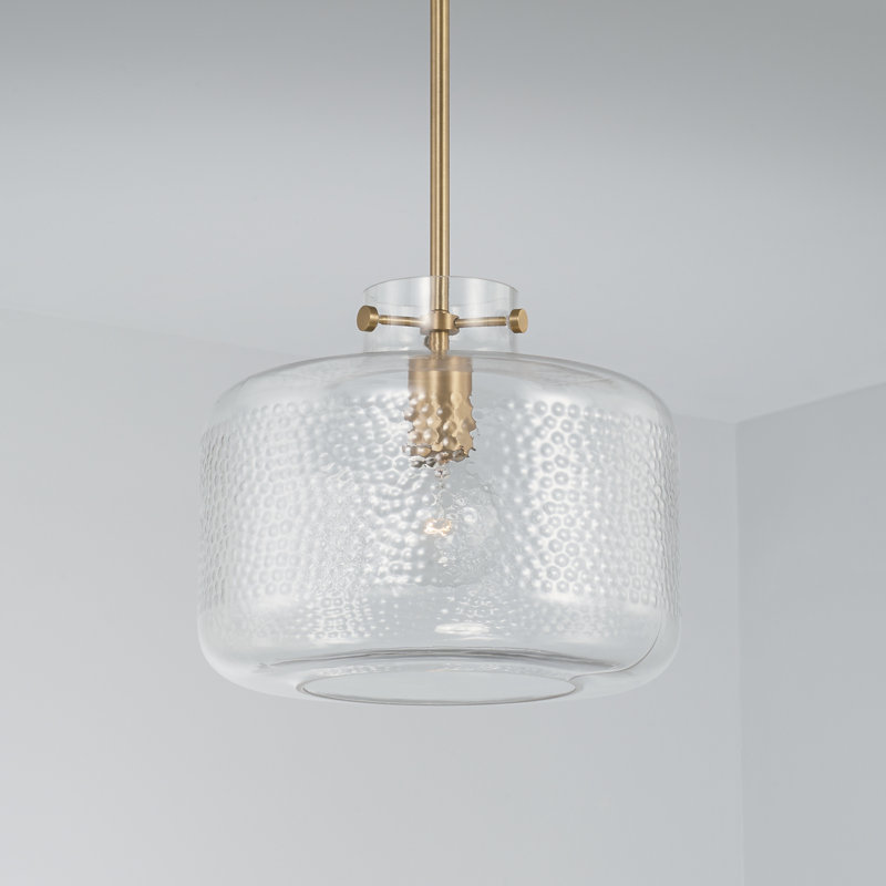 Luminaire suspendu simple à 1 lumière Marblewood, Laiton vieilli