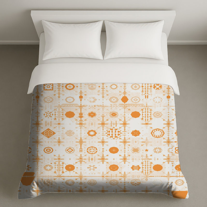 Housses de couette à formes géométriques orange, Queen