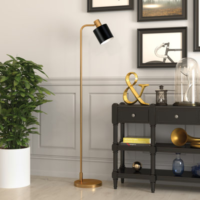 Khambrel 65" Tall Floor Lamp with Metal Shade in Brass/Black