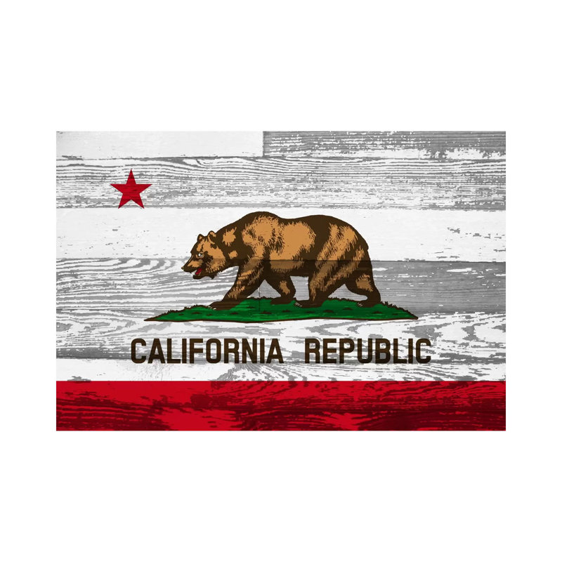 California State Flag On Wood Panels - Wrapped Canvas Print, 20.32 cm H x 30.48 cm W