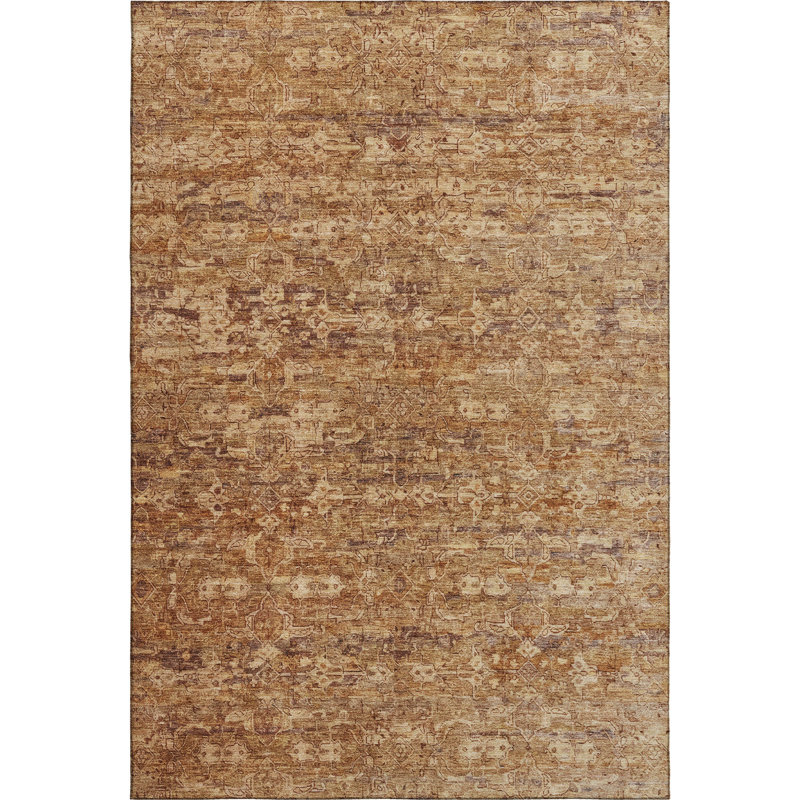 Premium Machine Washable Mayfield AMF2324 Ikat Rug, Paprika, 5' x 7'6"