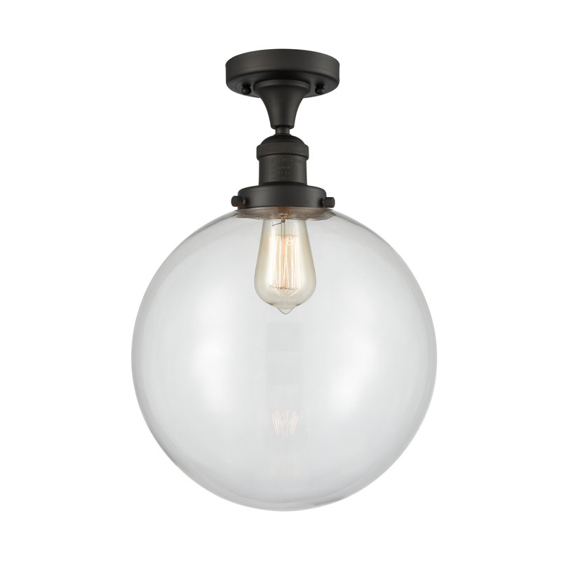 Brislington Glass Semi Flush Mount, Oil Rubbed Bronze, No Bulb Included, Clear