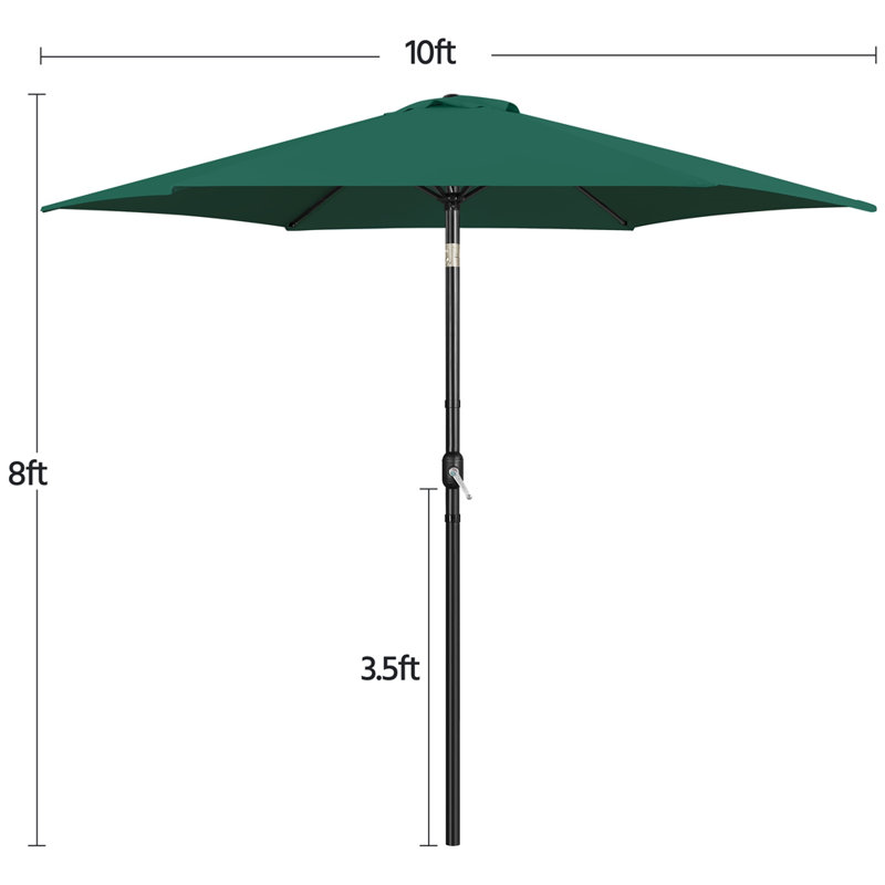 Parasol de patio 10 pi avec bouton poussoir et manivelle Spirica, Vert foncé