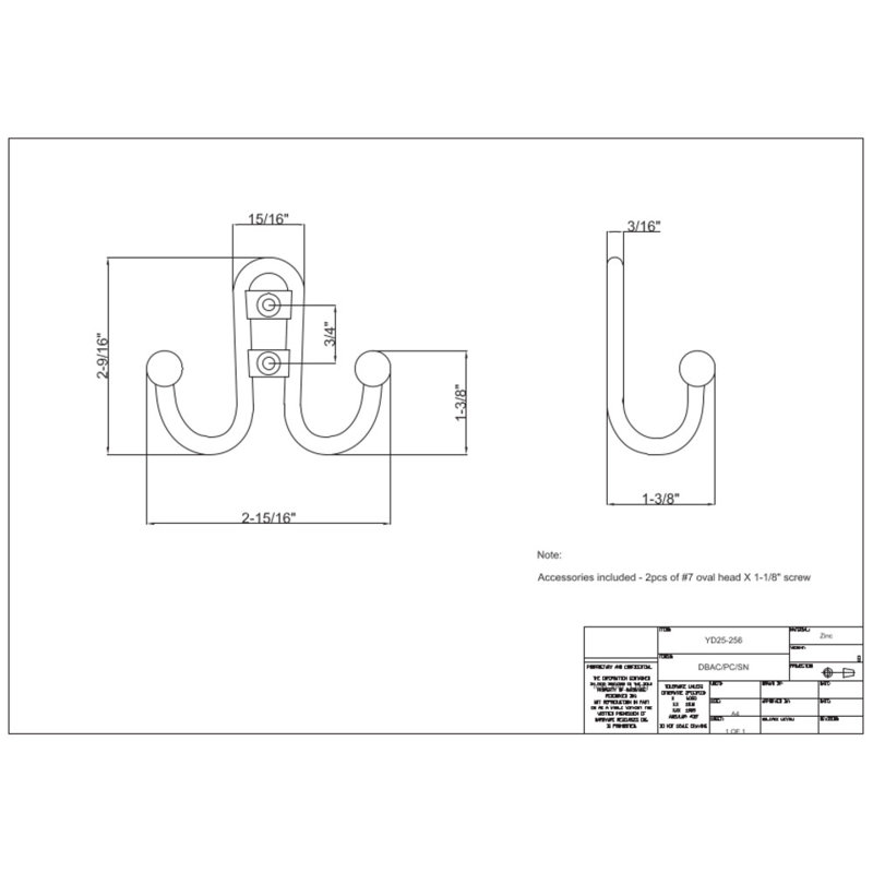 Metal 2 - Hook Wall Hook, Polished Chrome