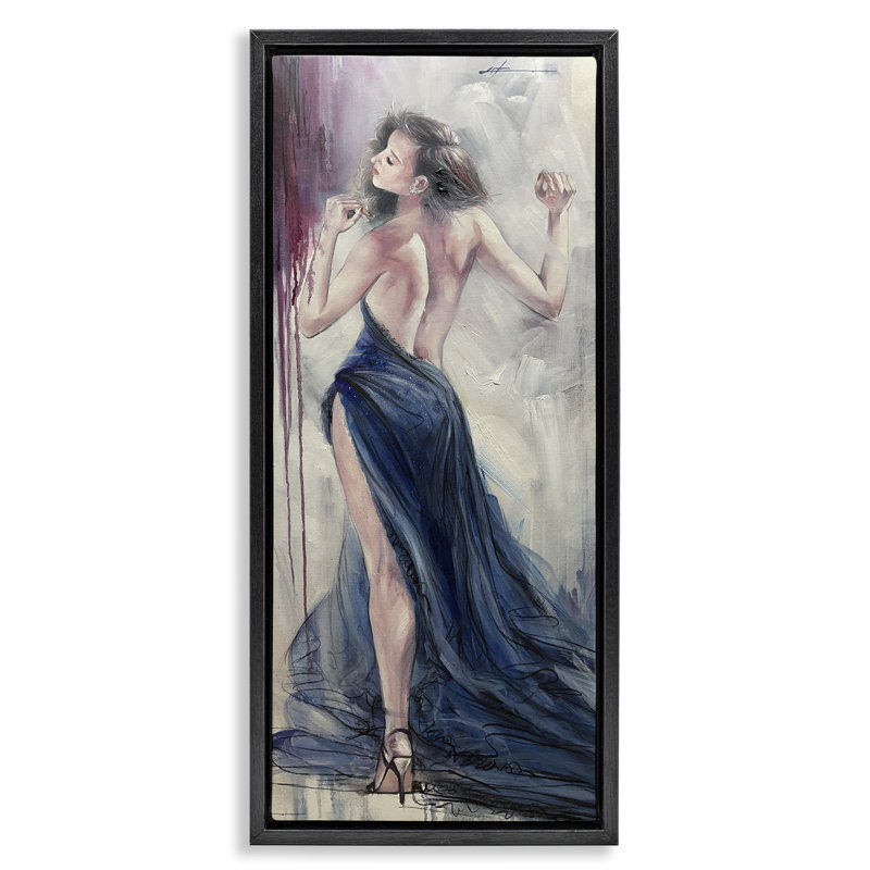 Cadre flottant Trendy Elegance Visage, design par Lucille Lee, H 25 po x l 11 po, Cadre flottant noir de jais