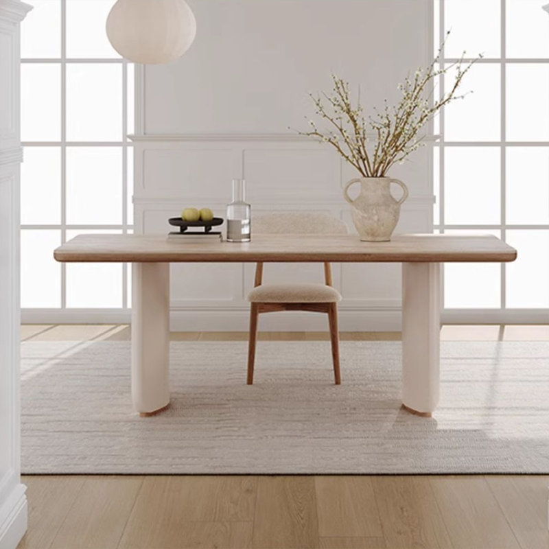 Table de salle à manger rectangulaire en fritté et en bois manufacturé, 29.53"H x 62.99"L x 31.5"W