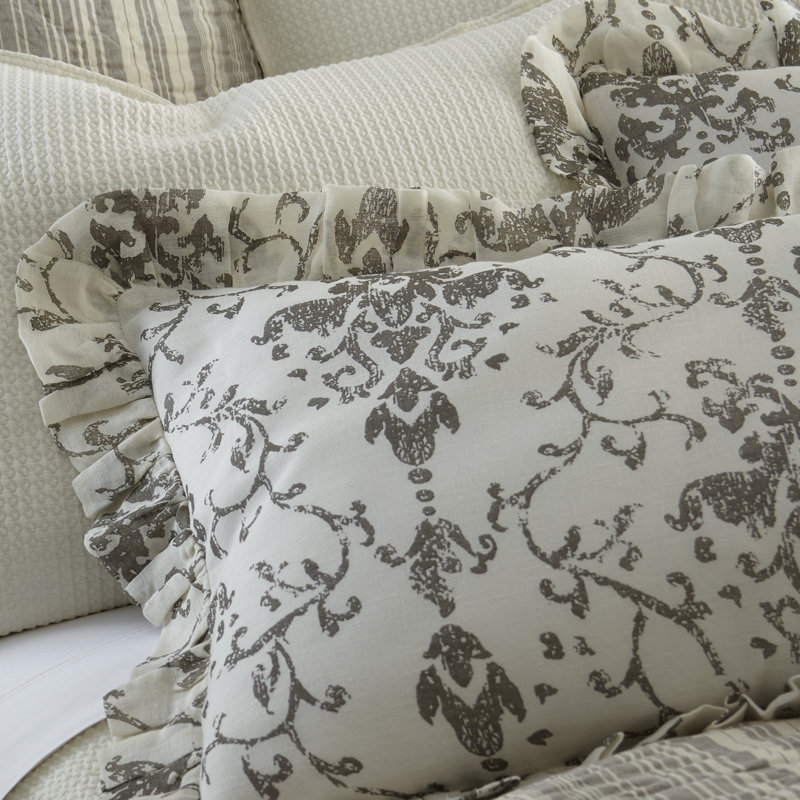 Riley Sham, Standard, Gray/Ivory