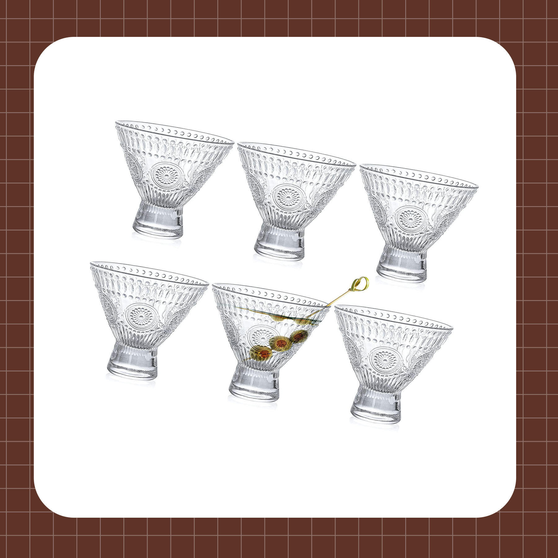 Eternal Night 8 - Piece 7oz. Glass Martini Glass Glassware Set