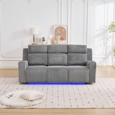 85'' Power Reclining Sofa Couch With USB Charger LED Lights And Speaker
