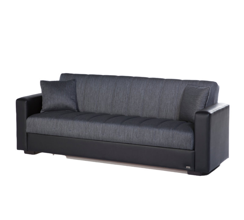 Naquanda 87'' Upholstered Futon And Mattress, Gray 100% Polyester