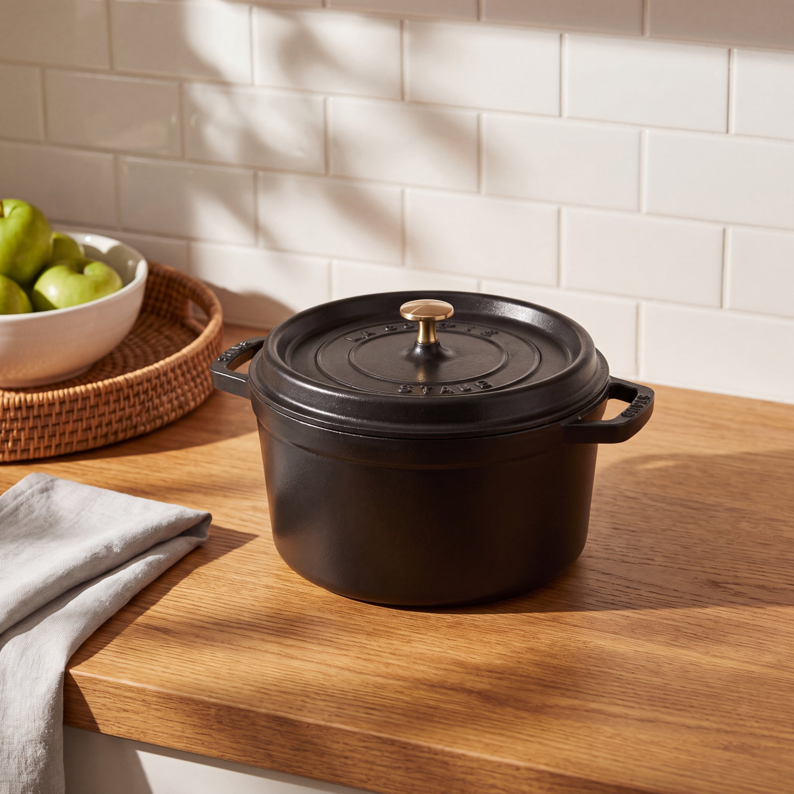 Staub Cast Iron 5qt Tall Cocotte, Black
