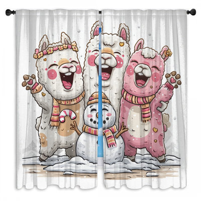 Lamas avec rideaux de bonhomme de neige et lambris obscurcissant - 2 panneaux
