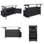 Îlot de cuisine pliable 60,6 po avec plateau en acier inoxydable - Chariot de préparation de barbecue mobile avec armoire de rangement et porte-serviettes - Cadre en bois massif - Noir-361010559