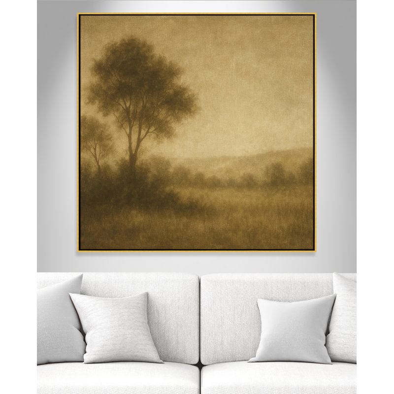 «Quiet Meadow II» par Fredrick Ashcroft, L 46,5 po x H 46,5 po, Toile avec cadre, Gold Floater