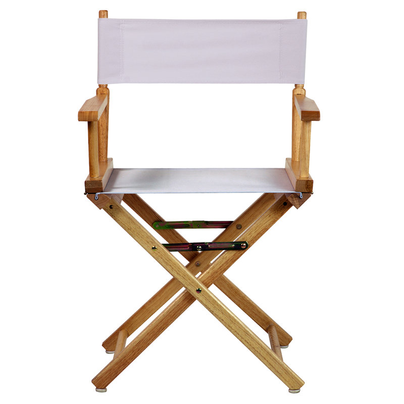 Chaise de réalisateur pliante 18 po, Naturel, Blanc