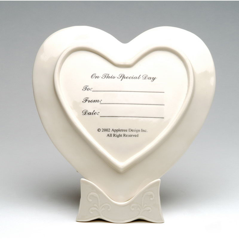 Assiette en porcelaine fine « Joyeux anniversaire » avec support - 15 cm de hauteur