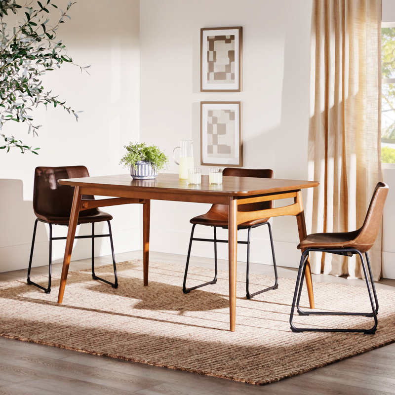Walnut Mid-Century Modern 59" Wood Dining Table with Tapered Legs