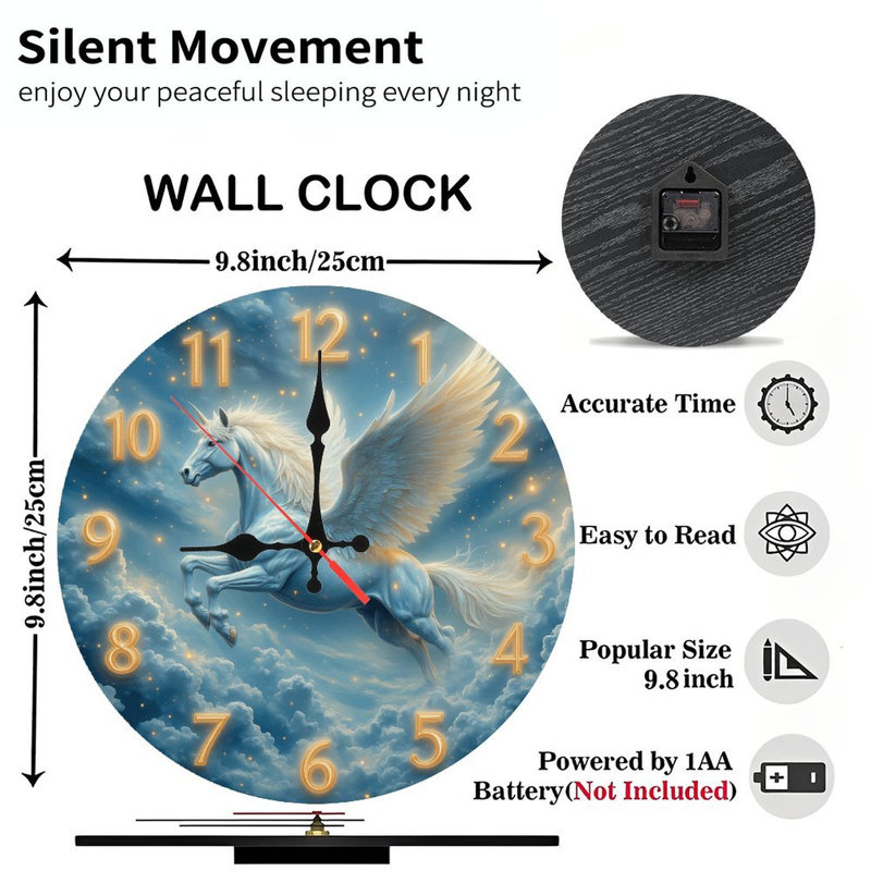 Blue Winged Unicorn Wall Clock Art Decorative Piece