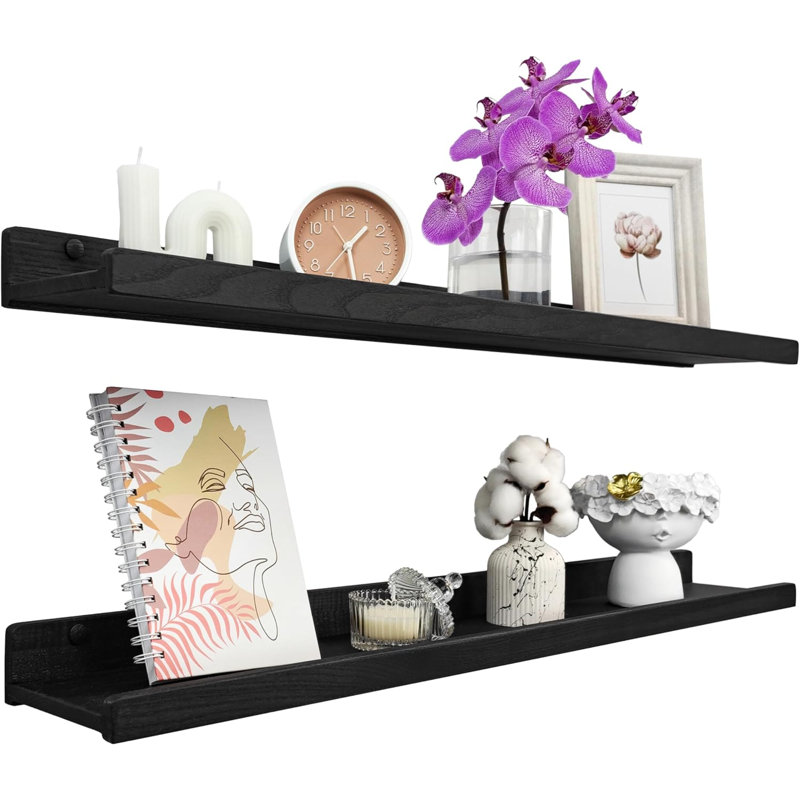 Bovian Floating Shelf, Black, 91.50" H x 13.60" W x 5.60" D