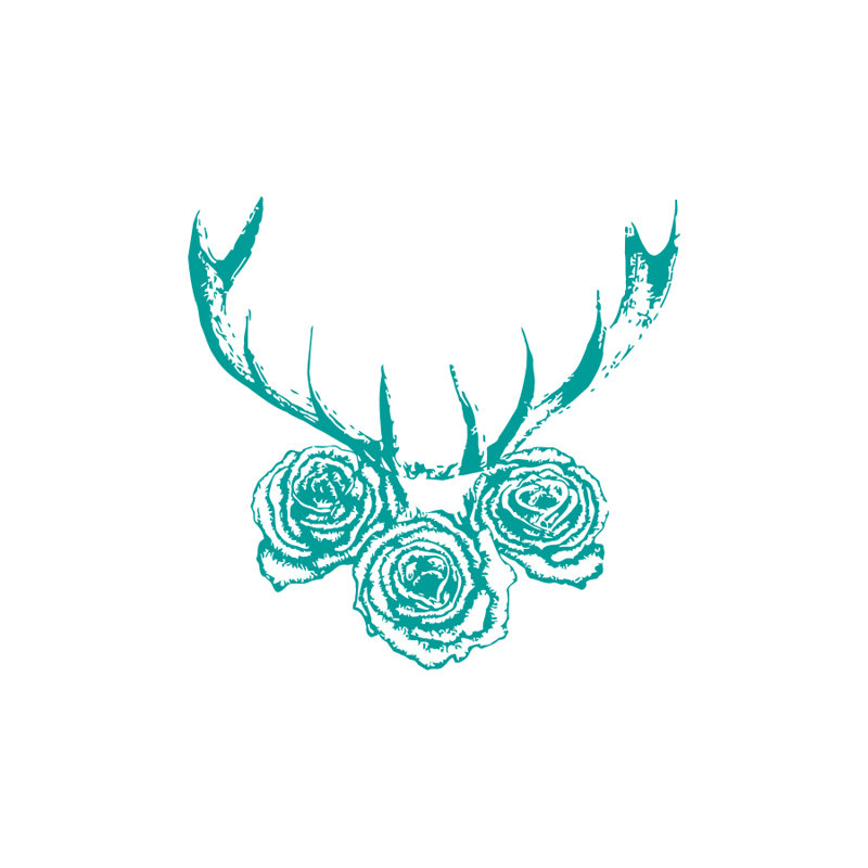 Décalcomanie murale cerf antler, Turquoise