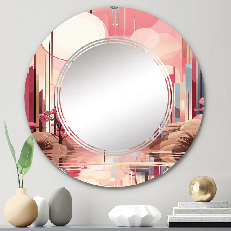 Elengi - Miroir mural moderne rond, 24 po x 24 po