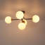 5-light Symmetrical Frosted Glass Semi-flush Mount