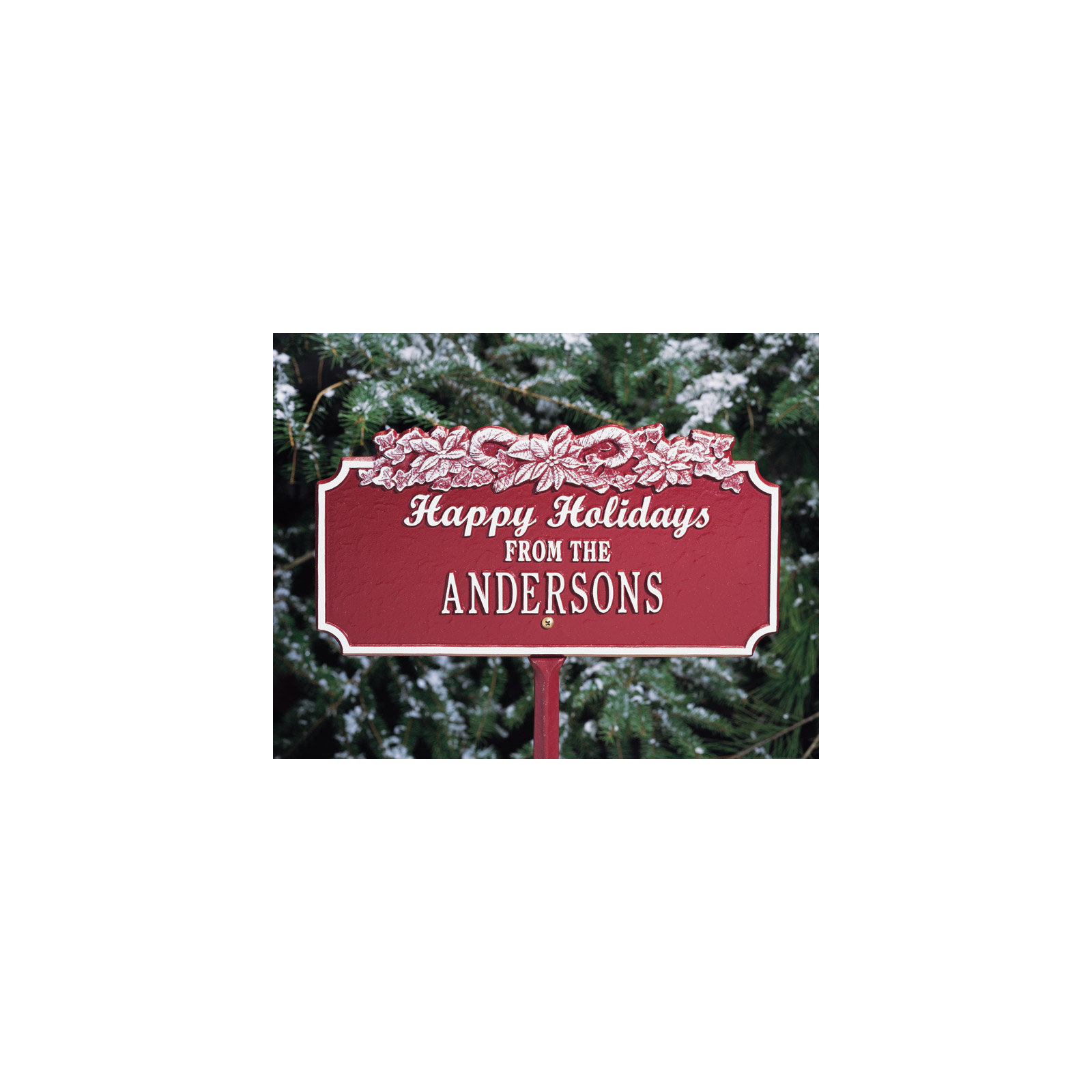 Happy Holidays Garden Stake, Yes, Red/White