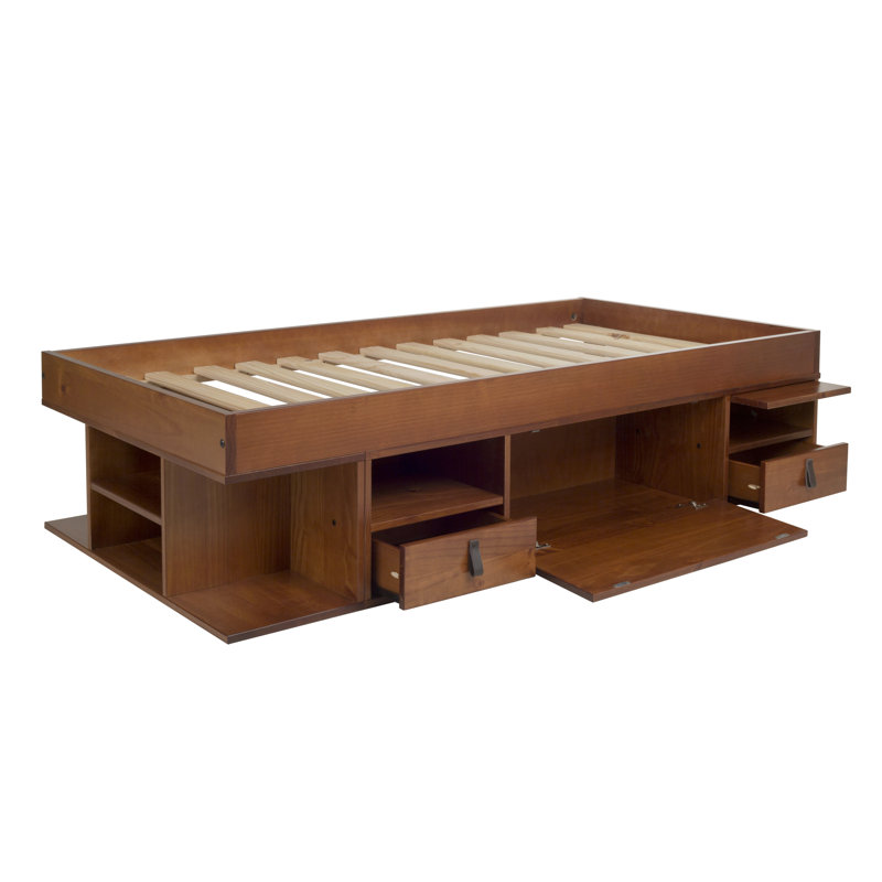 Solid Wood Lift Up Storage Bed, Brown