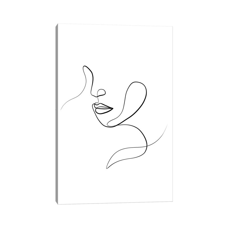 Femme Face III by Dane Khy - Painting on Canvas, 30.48 cm H x 45.72 cm W, Wrapped Canvas