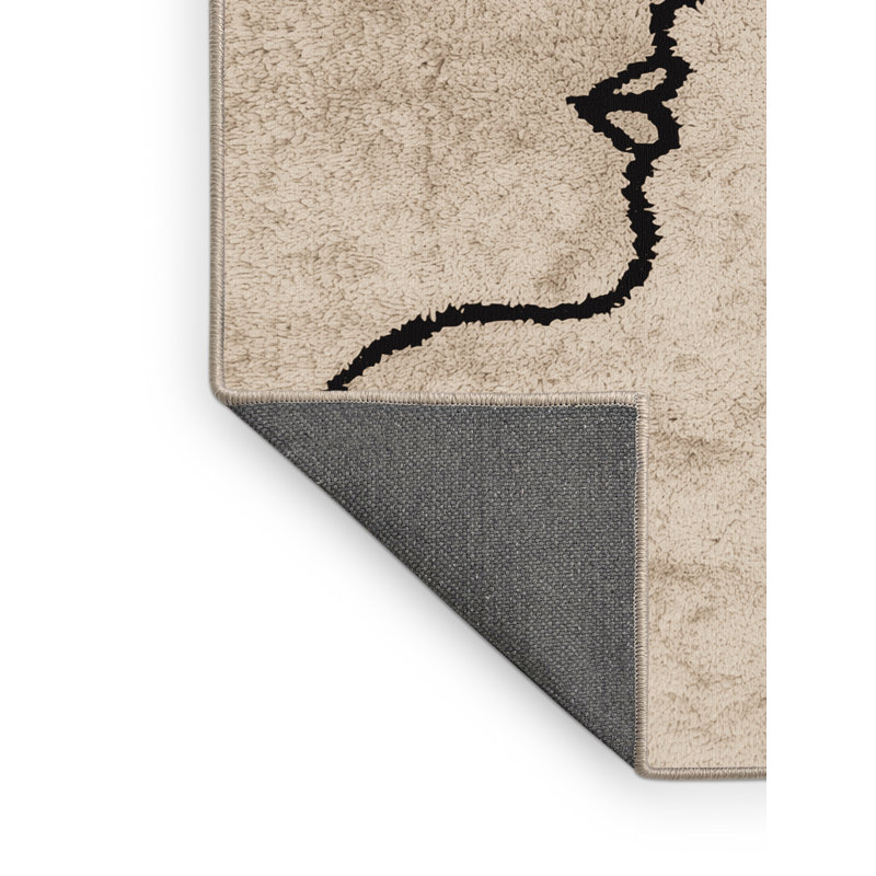 Soft Plush Everitt Valentines Modern & Contemporary Abstract Area Rug in Beige – Beige Binding, 2x3