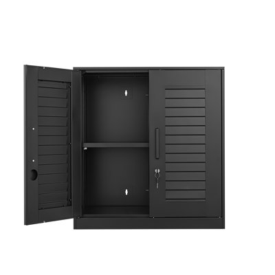 Armoire murale en métal, armoire de rangement murale avec serrure et poignée, armoire murale de garage avec tablettes réglables pour garages, espaces de rangement, sous-sols