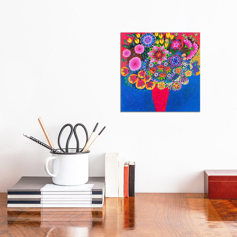 Le vase rouge par Imogen Skelley, reproduction d’art, Pas de tapis, H 12 po x l 12 po x P 0,75 po, Toile tendue