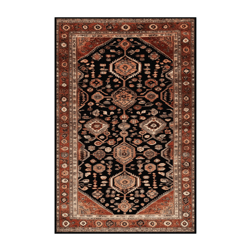 Tapis brun turc lavable à la machine, Rectangulaire 7 pi x 10 pi