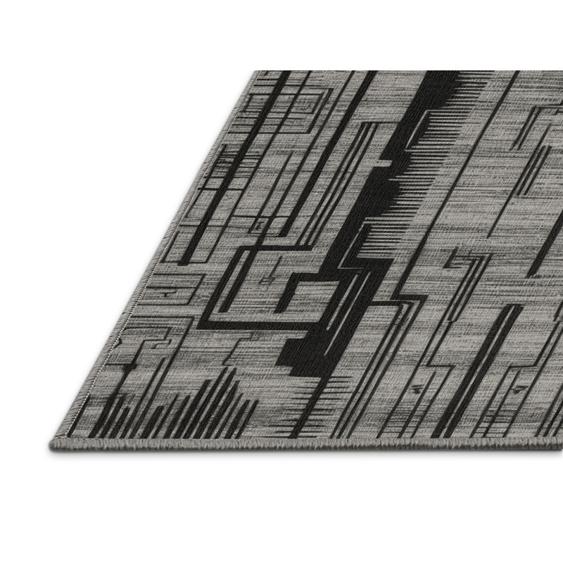 Machine Washable Space Grey Area Rug, Square 3'