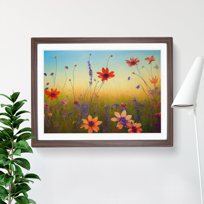 Mind Blowing Wildflowers Floral - Framed Print, 25cm H x 34cm W, Walnut Framed