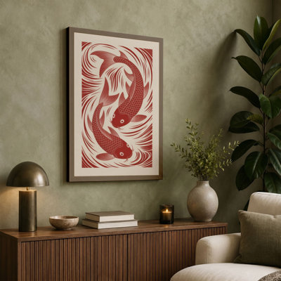 Intertwined Koi Japandi - Wrapped Canvas