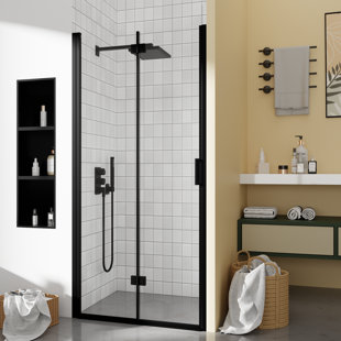 LEROKA Semi-Frameless Bifold Pivot Shower Door with 6mm (1/4 in.) Tempered Glass