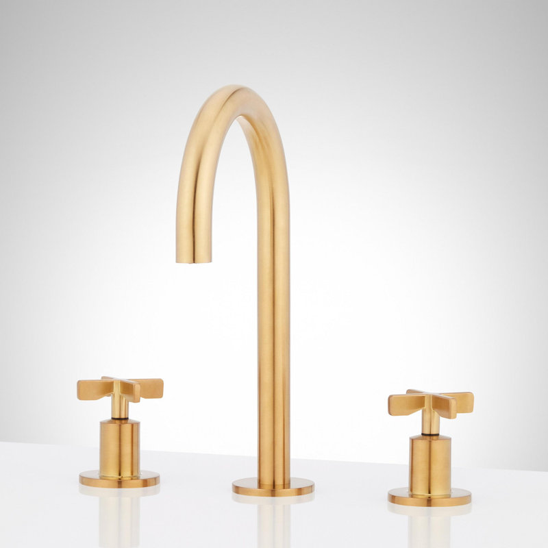 Vassor 1.2 GPM Widespread Bathroom Faucet, Brushed Gold