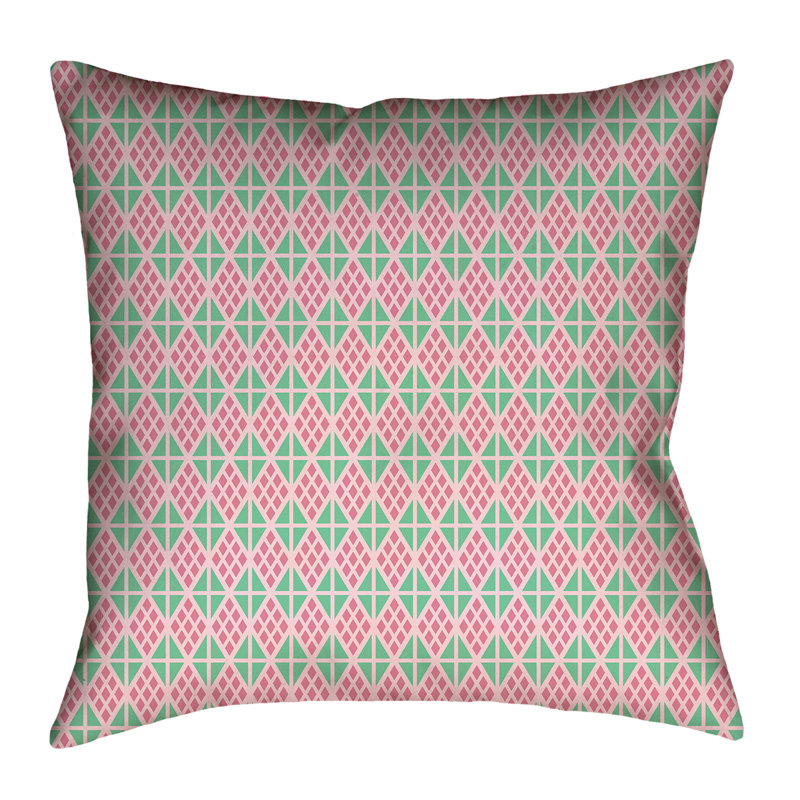 Coussin Katelyn Elizabeth, 14 po x 14 po, Rose / sarcelle, Sergé de coton
