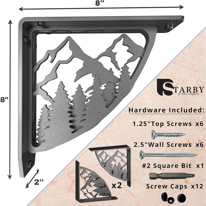 Heavy Duty Shelf Brackets. 2 Pack, 8" Fireplace Mant...