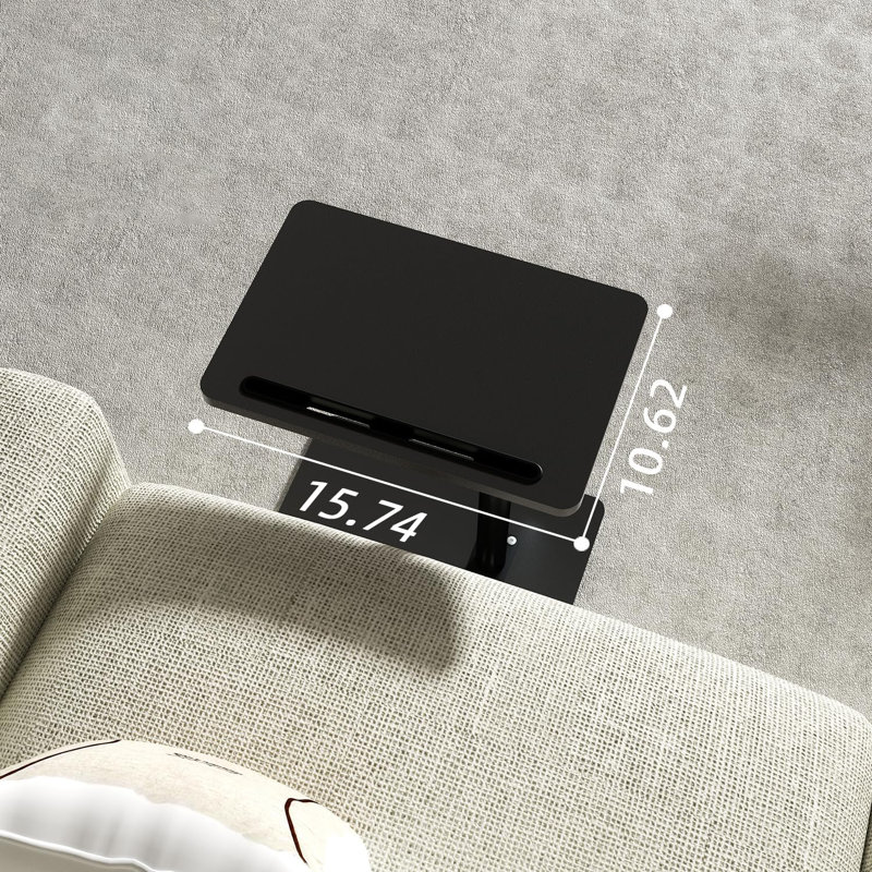 Sofa Armrest Tray Table, Black