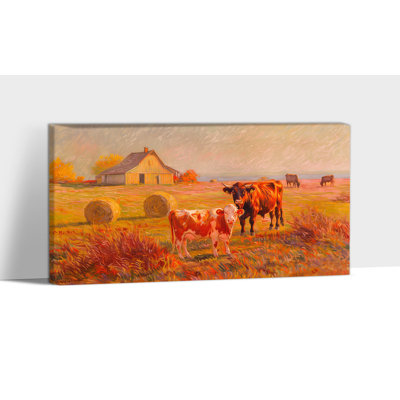 Automne, art mural paysage d'automne - décor mural d'automne pour le salon, peintures d'automne de campagne rétro pour mur de chambre à coucher, impressions sur toile tendue, cadre de grange rustique, 12 po x 24 po