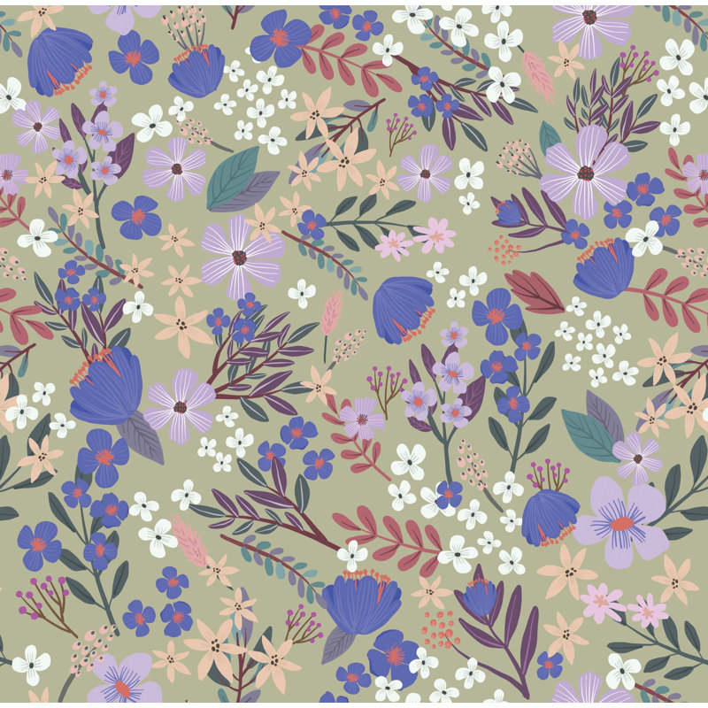 Papier peint floral Margarida Sage Boswell, Sauge