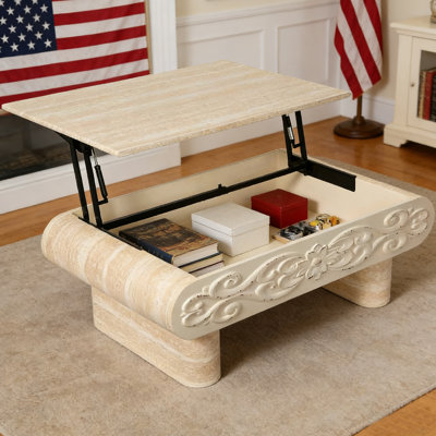 Table basse l 23,62 po x P 39,37 po x H 13,8 po Table basse en panneau de fibres à densité moyenne beige / jaune