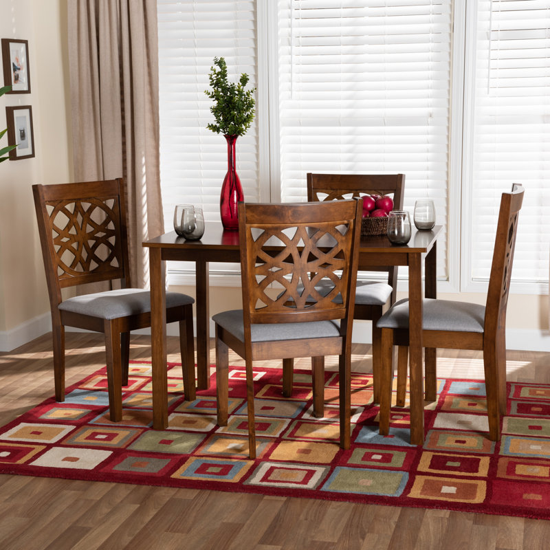 Ensemble repas pour 4 personnes Lewistown, gris, Noyer brun